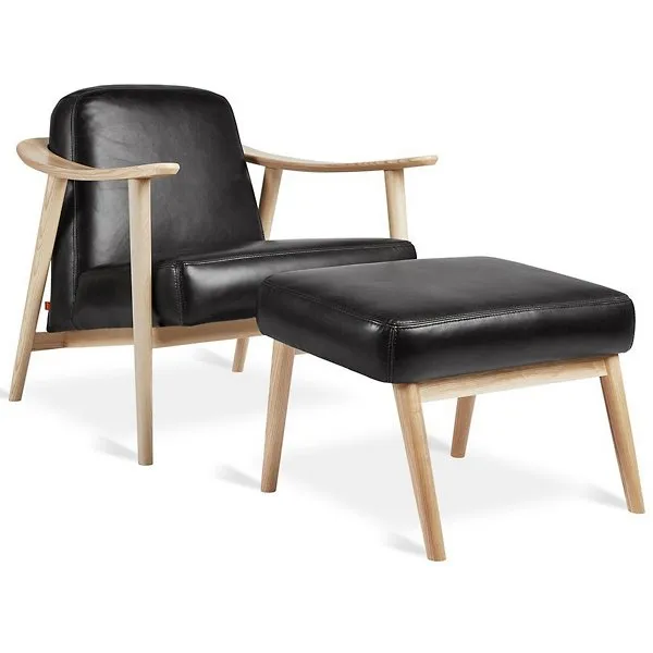Baltic Leather Chair with Ottoman by Gus Modern