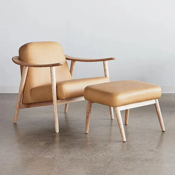 Baltic Leather Chair with Ottoman by Gus Modern