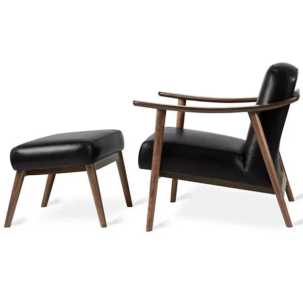 Baltic Leather Chair with Ottoman by Gus Modern