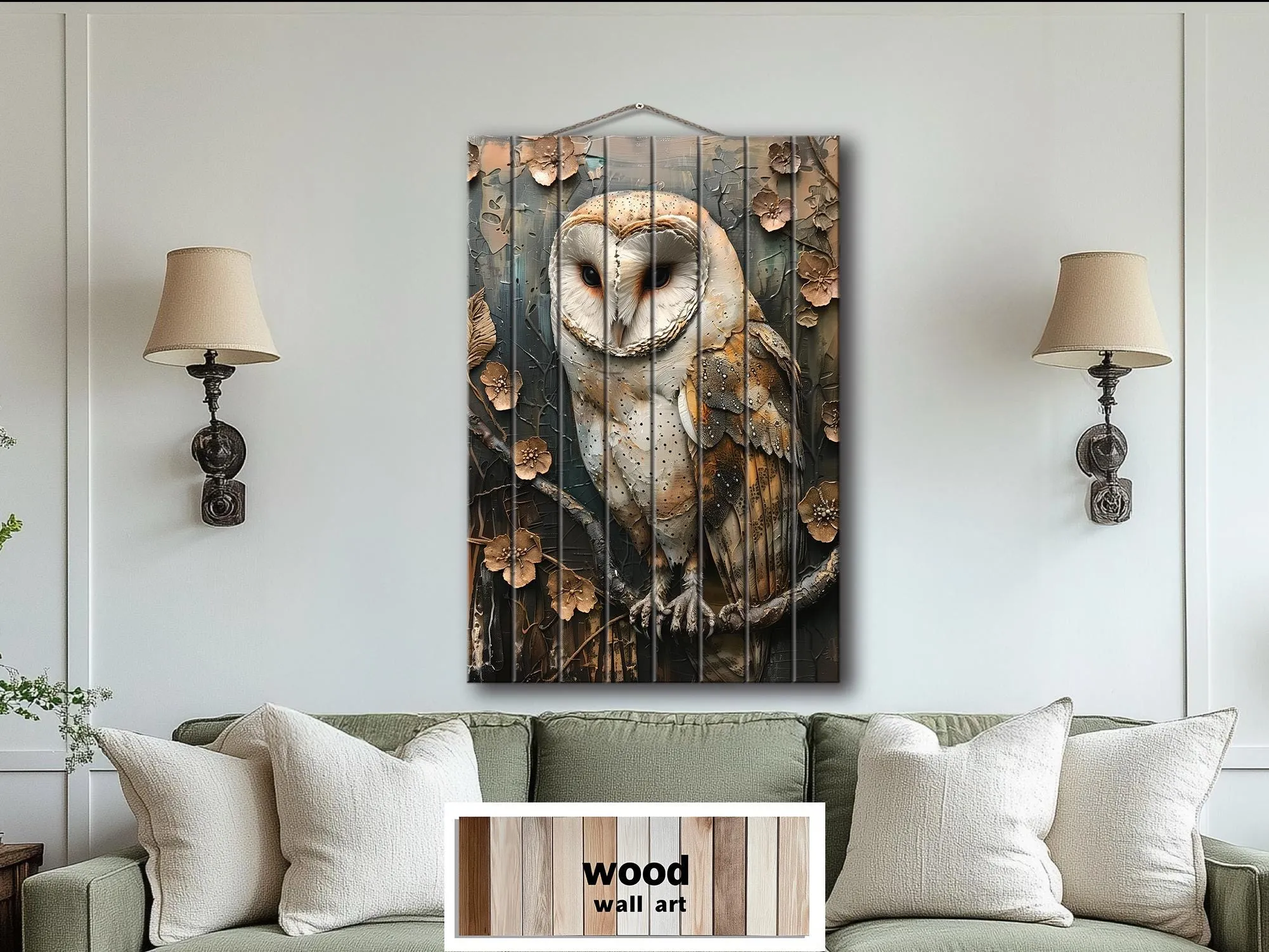 Barn Owl Distressed Wood Wall Art