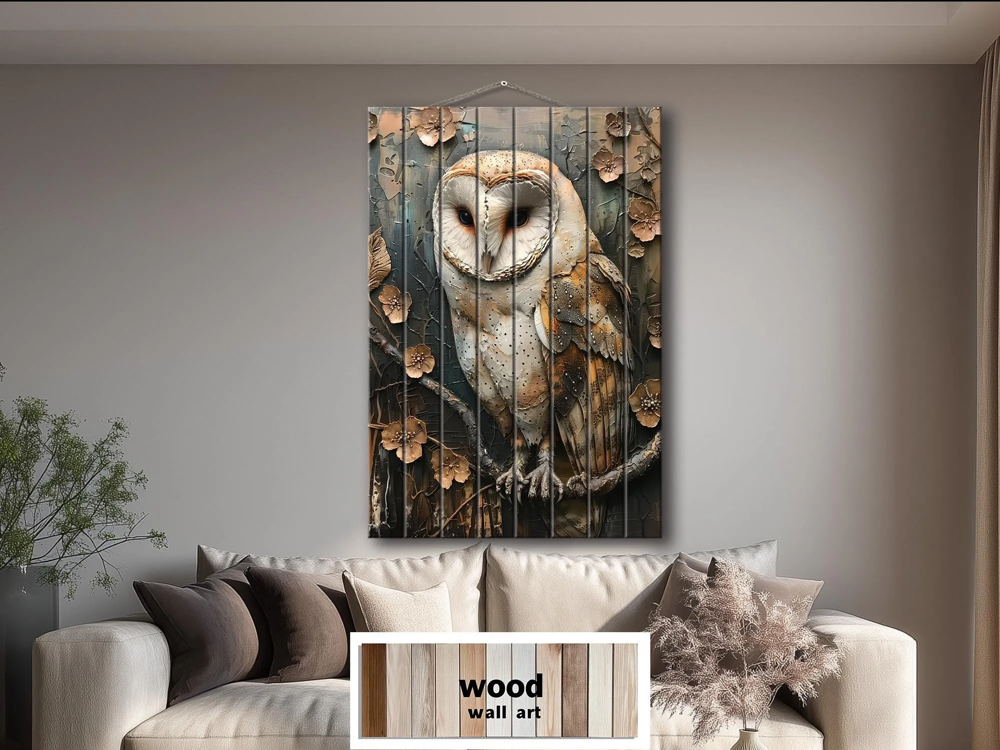 Barn Owl Distressed Wood Wall Art