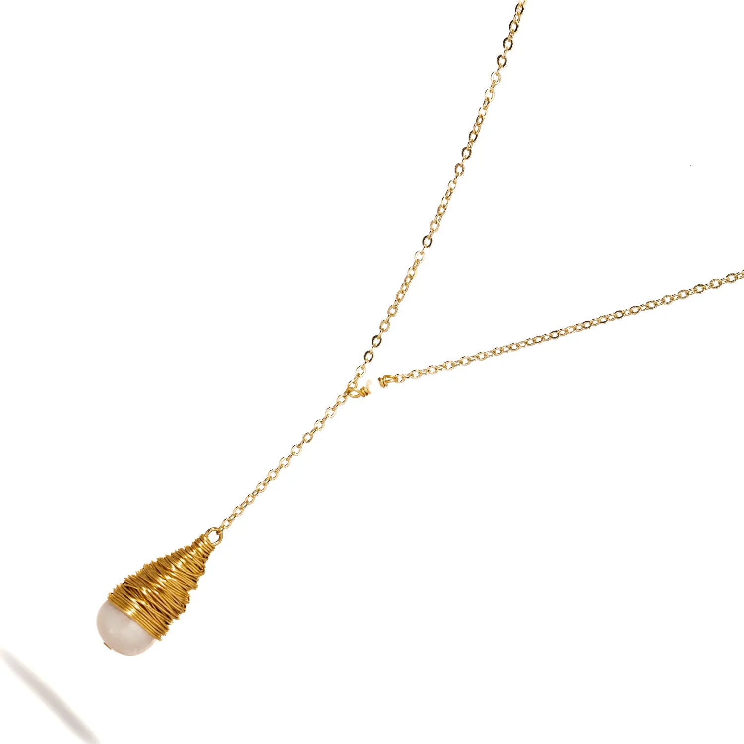 Baroque Pearl Drop & Gold Pendant Chain Necklace