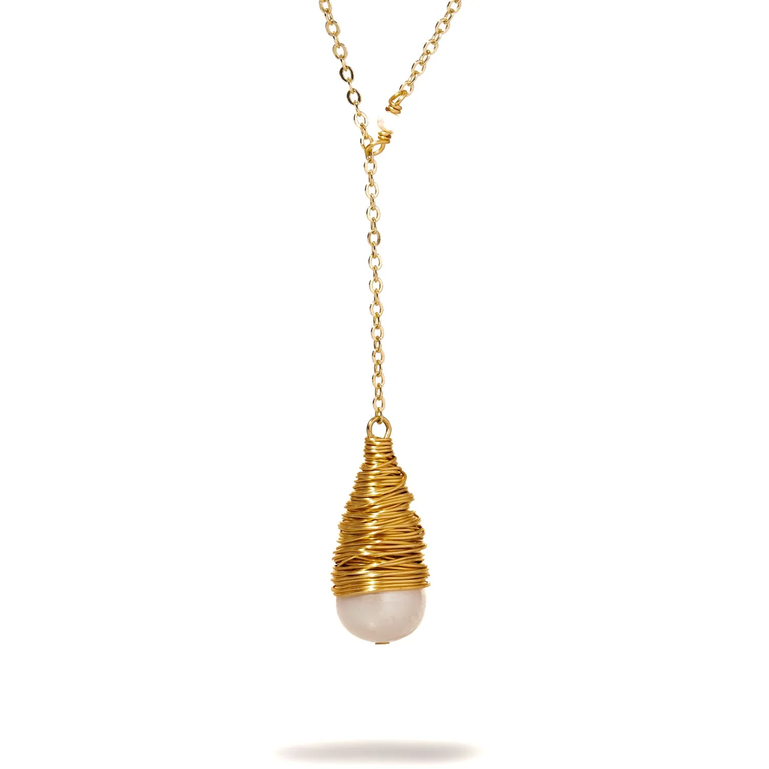 Baroque Pearl Drop & Gold Pendant Chain Necklace