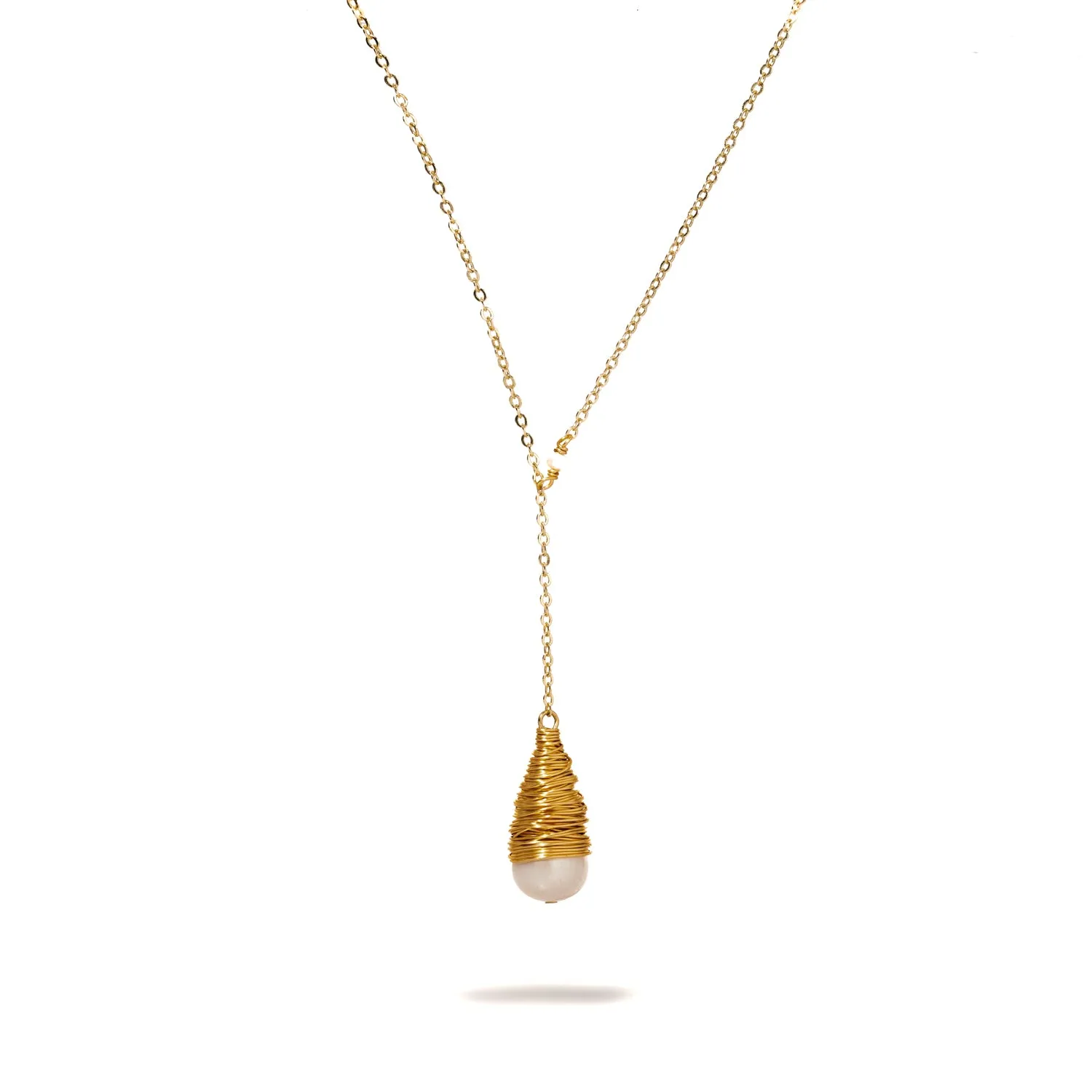 Baroque Pearl Drop & Gold Pendant Chain Necklace