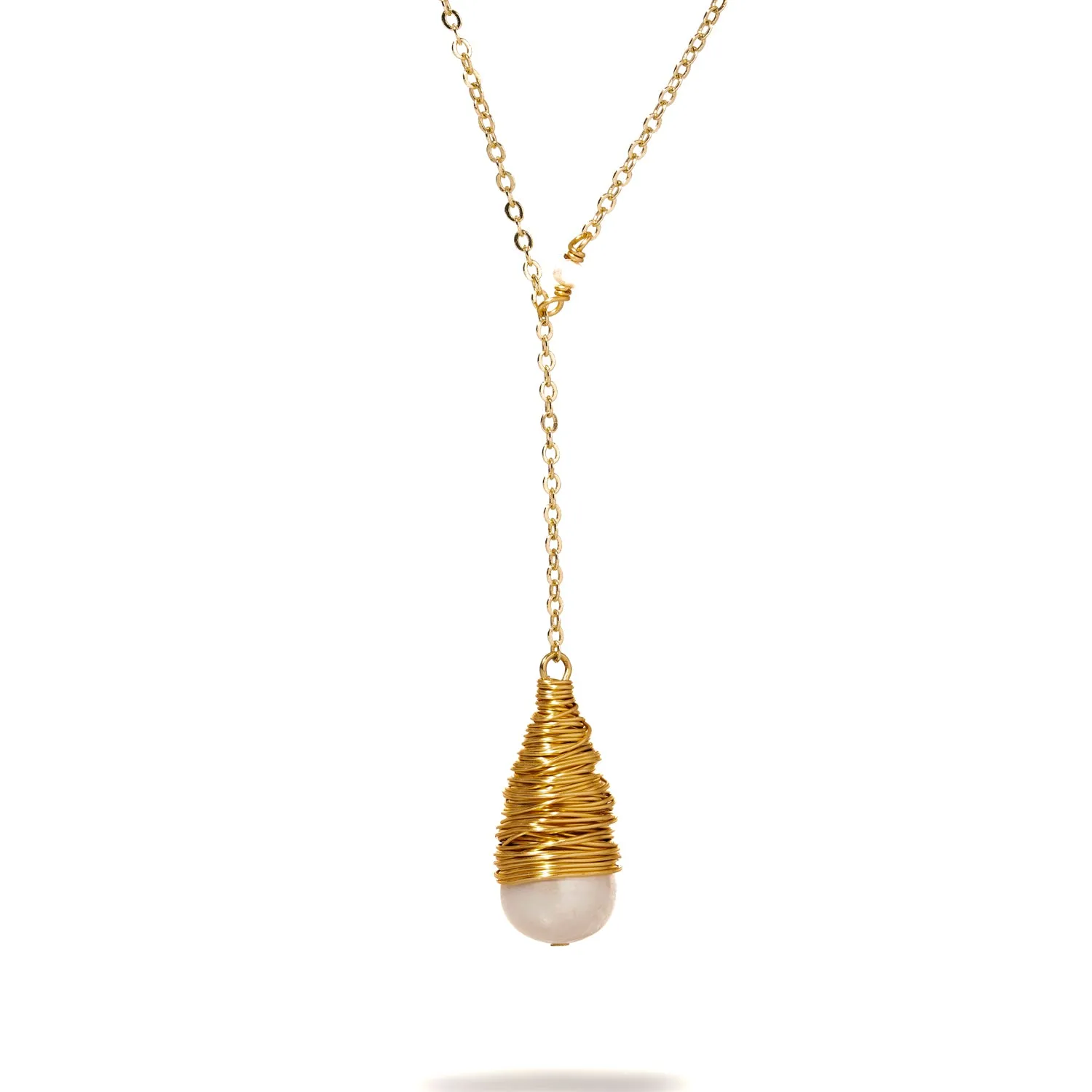 Baroque Pearl Drop & Gold Pendant Chain Necklace