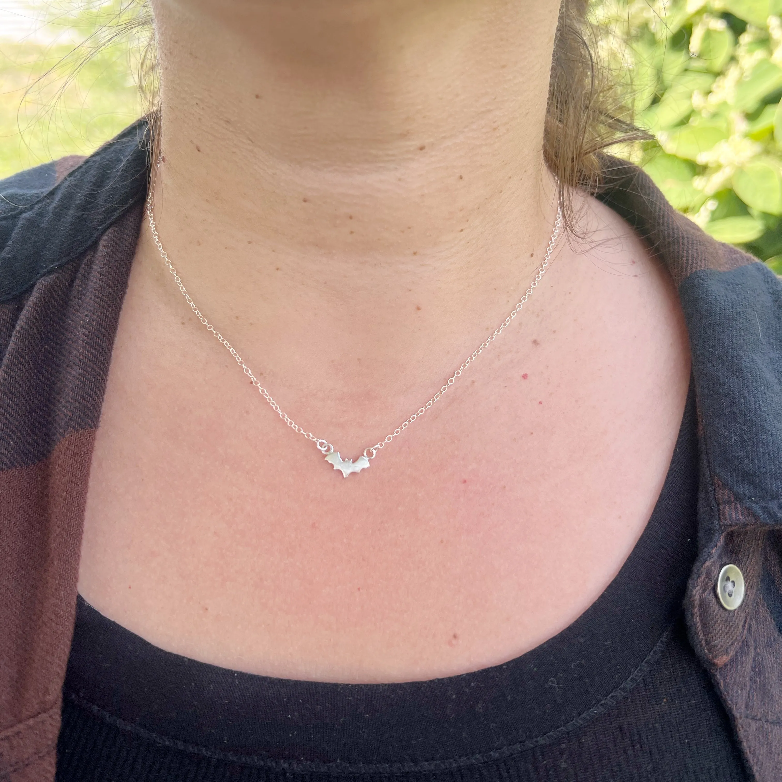 Bat Necklace in Sterling Silver