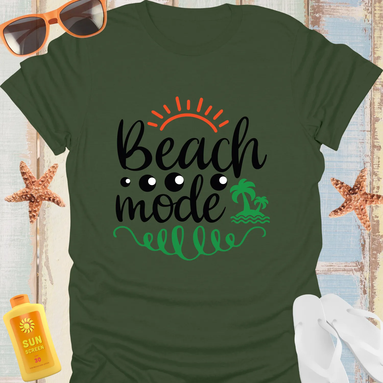 Beach Mode T-Shirt With Tropical Getaway Vibes
