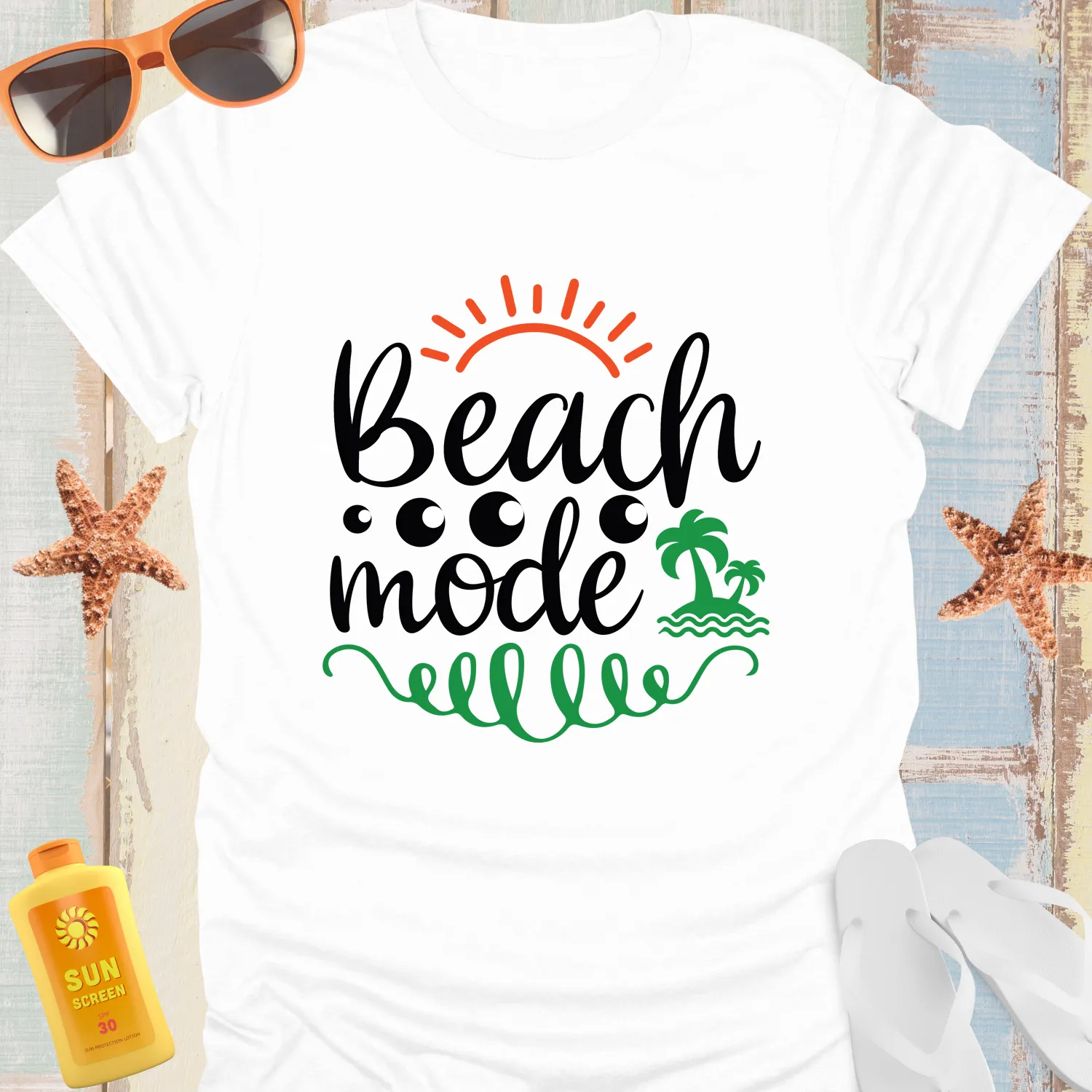 Beach Mode T-Shirt With Tropical Getaway Vibes