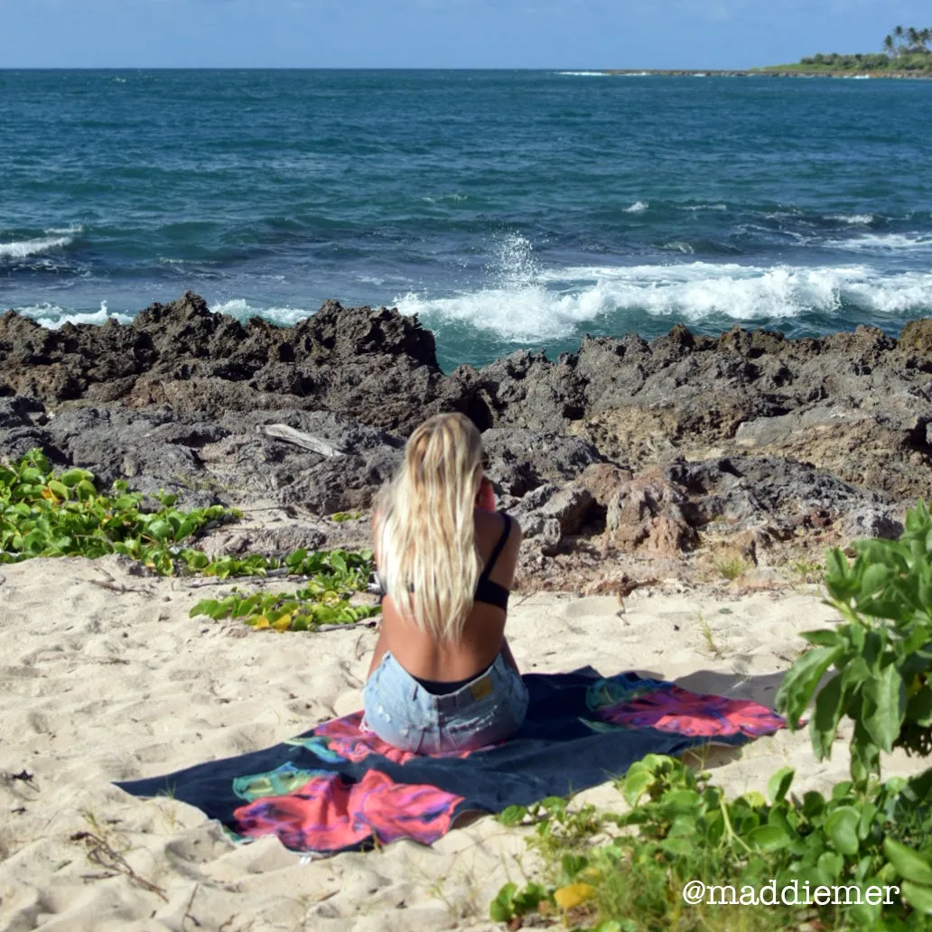Beach Towel: Tropical Hibiscus Flower - Electric Baby