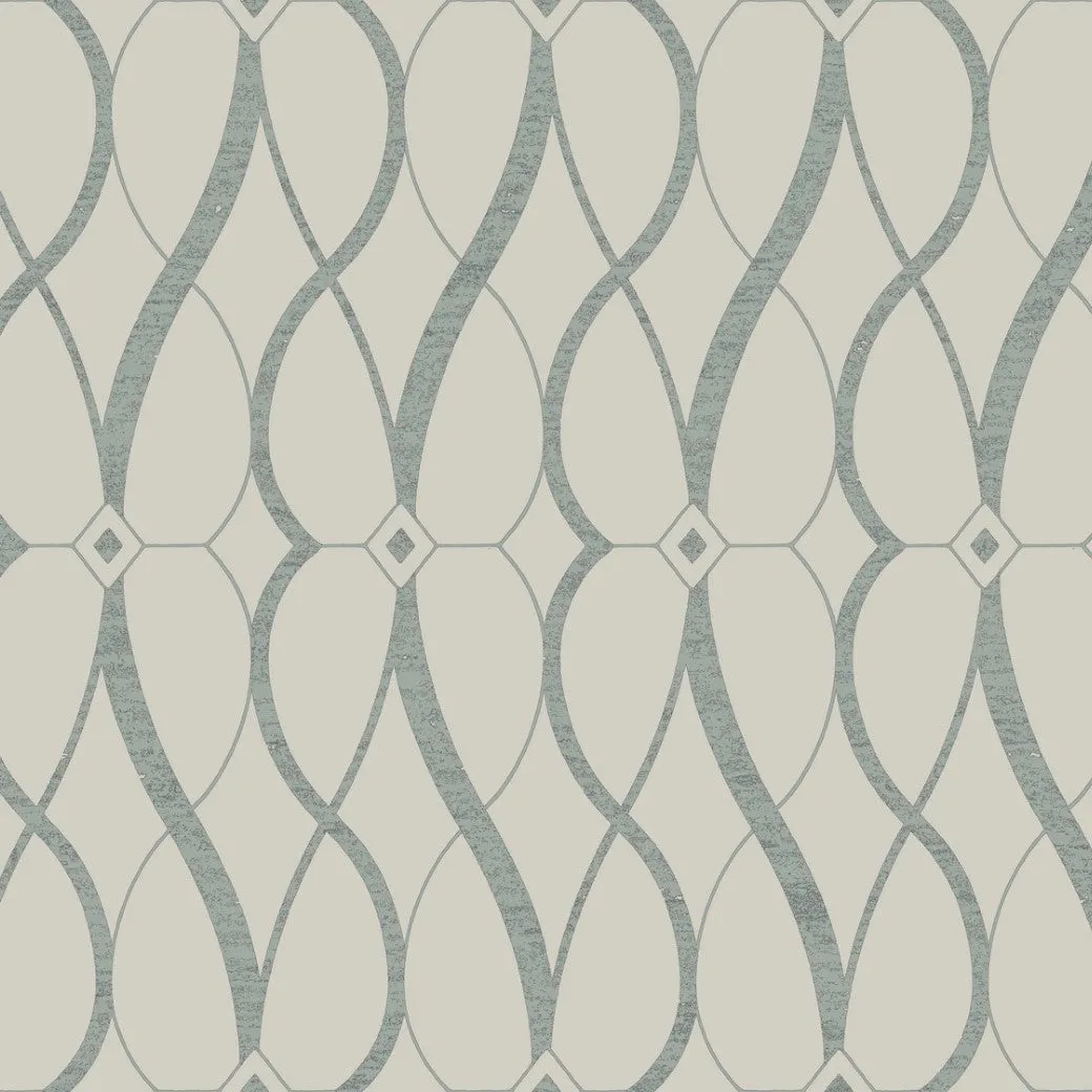 Beige & Silver Graceful Geo Wallpaper  (60 SqFt)