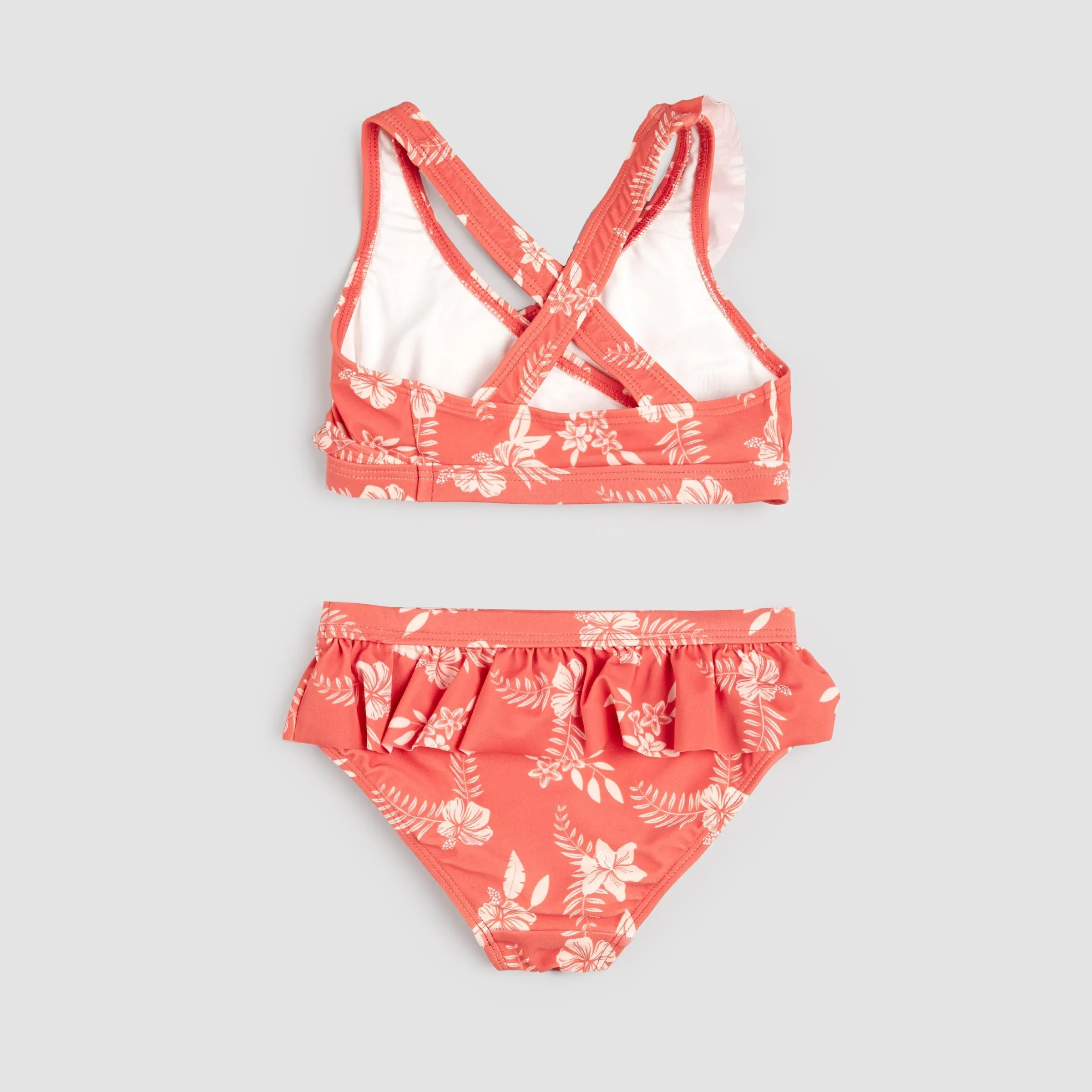 Bikini framboise à imprimé hibiscus