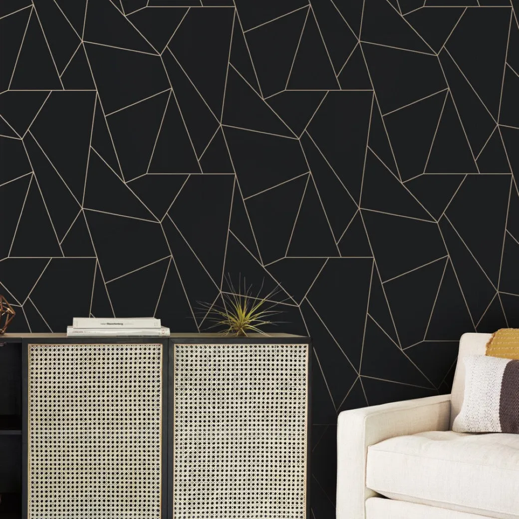 Black & Gold Nazca Wallpaper (57 SqFt)