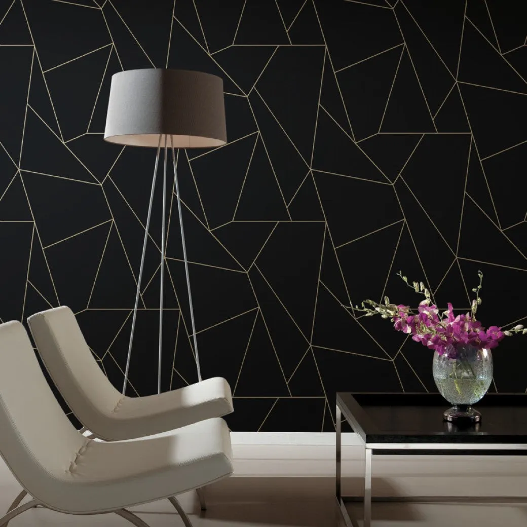 Black & Gold Nazca Wallpaper (57 SqFt)