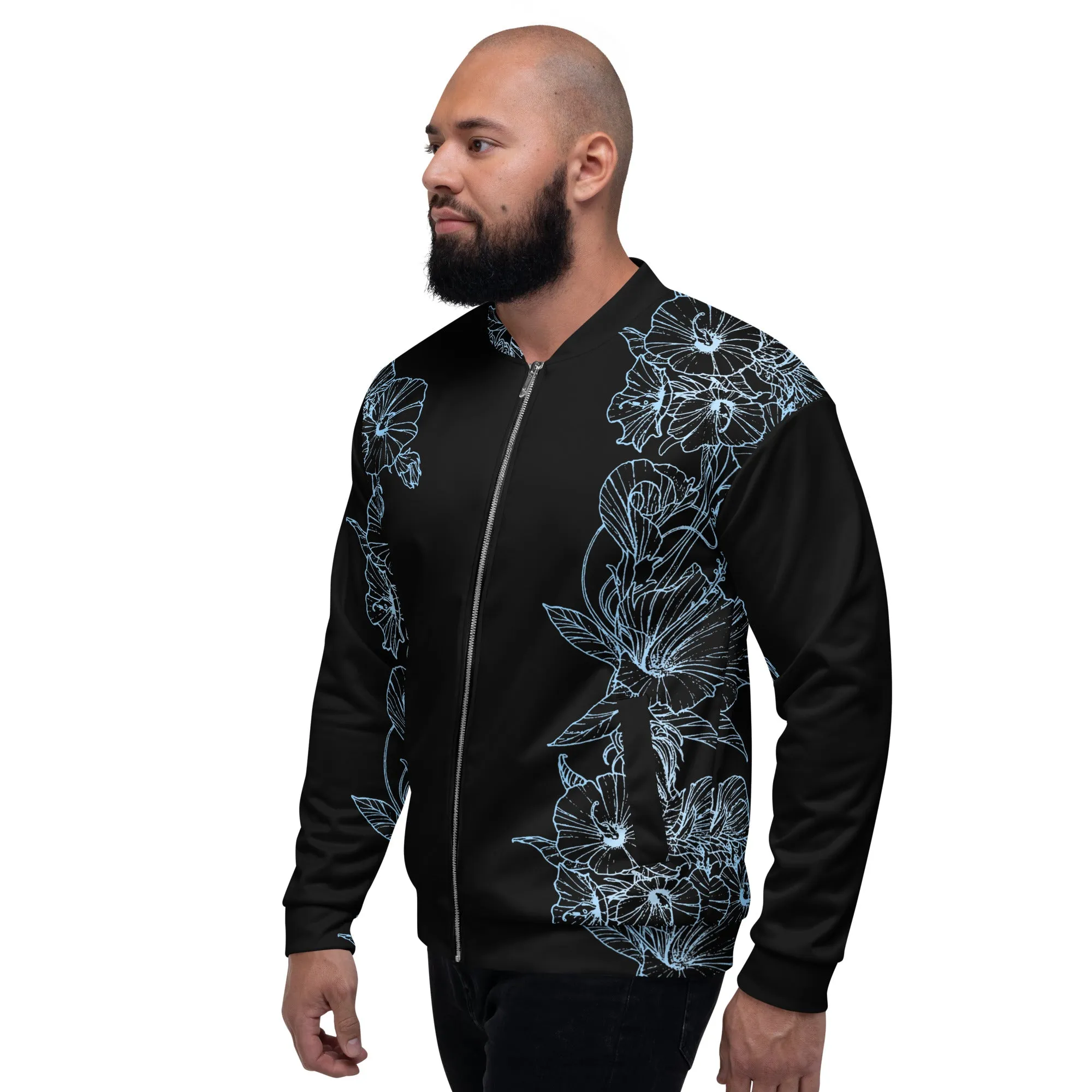 Blue Hibiscus Unisex Bomber Jacket