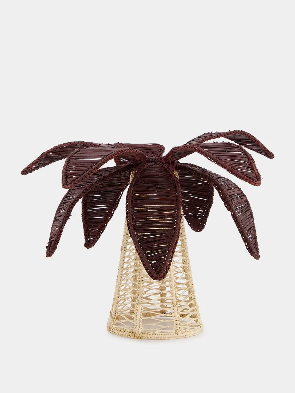 Burgundy Palm Tree Iraca Small Candle Holder