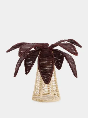 Burgundy Palm Tree Iraca Small Candle Holder