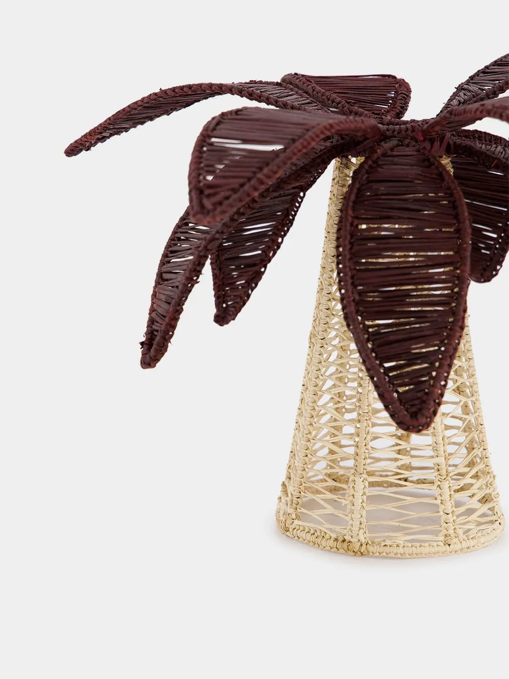 Burgundy Palm Tree Iraca Small Candle Holder