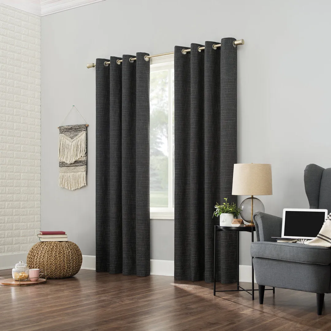 Burlap Weave Thermal Extreme 100% Blackout Grommet Curtain Panel Sun Zero Curtain Color: Coal Size per Panel: 52" W x 84" L