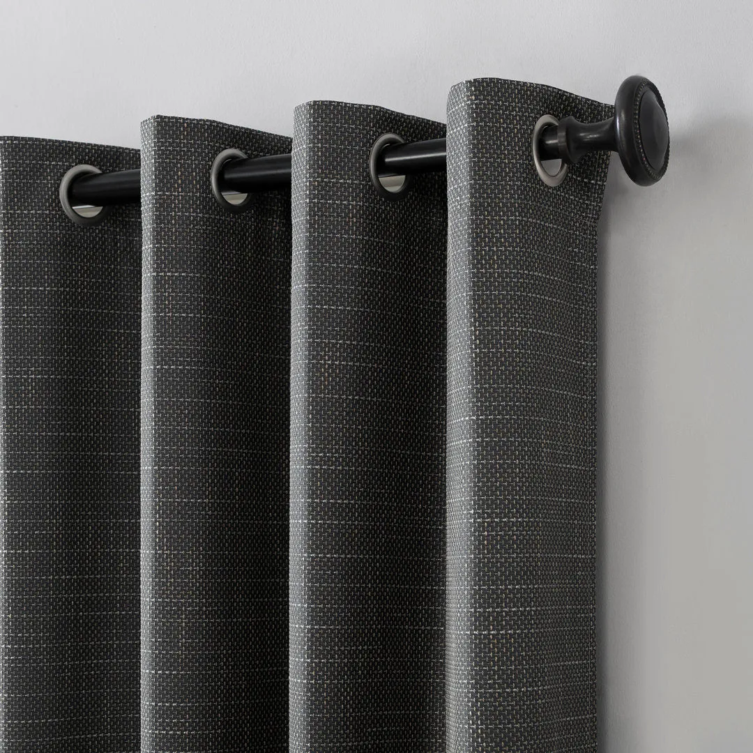 Burlap Weave Thermal Extreme 100% Blackout Grommet Curtain Panel Sun Zero Curtain Color: Coal Size per Panel: 52" W x 84" L
