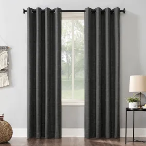 Burlap Weave Thermal Extreme 100% Blackout Grommet Curtain Panel Sun Zero Curtain Color: Coal Size per Panel: 52" W x 84" L