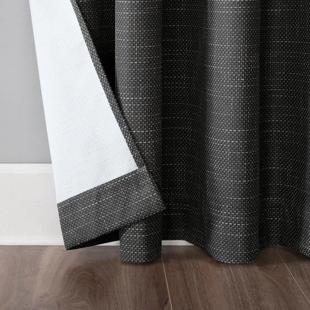 Burlap Weave Thermal Extreme 100% Blackout Grommet Curtain Panel Sun Zero Curtain Color: Coal Size per Panel: 52" W x 84" L