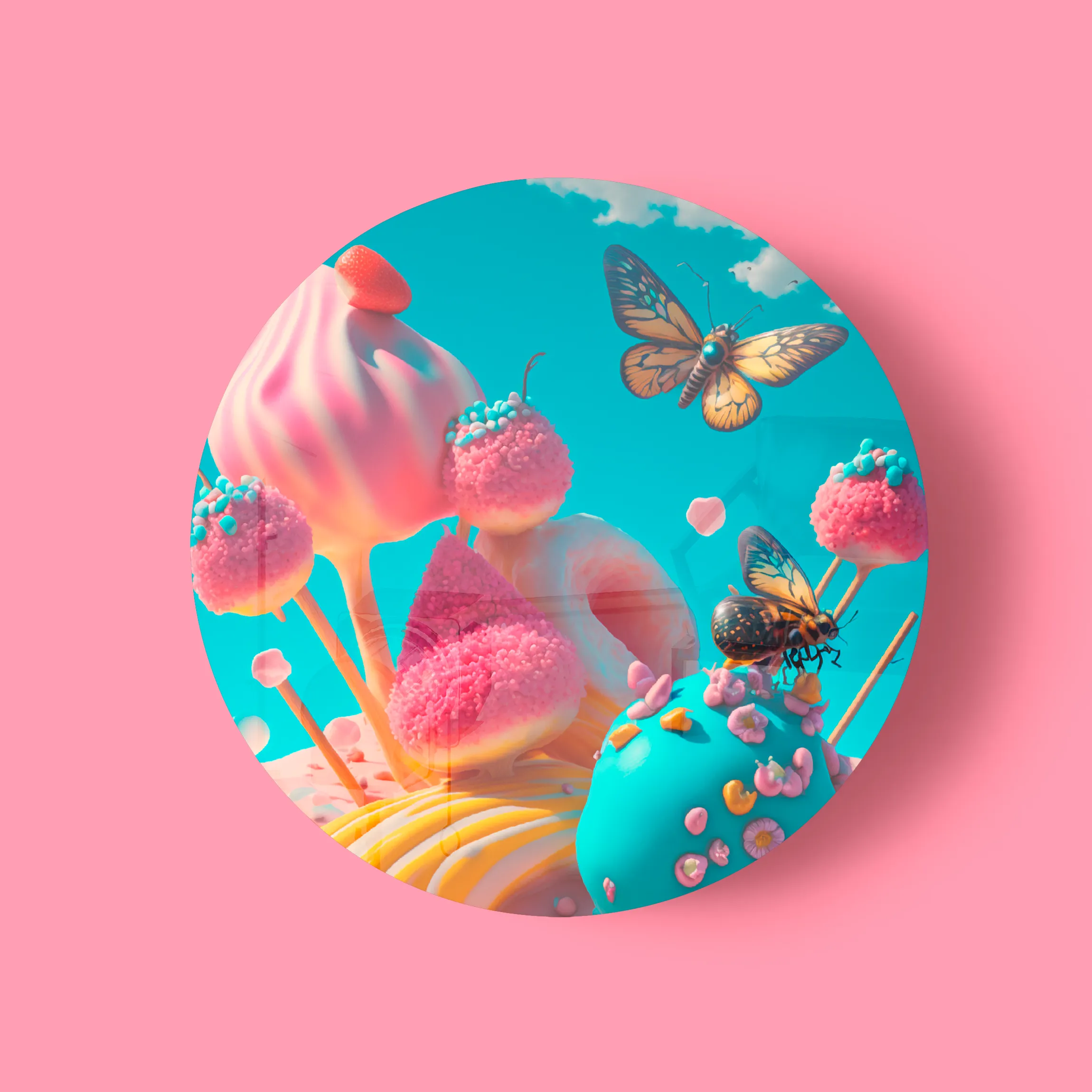 Butterflies in Candyland Immersive Crystal Acrylic Glass
