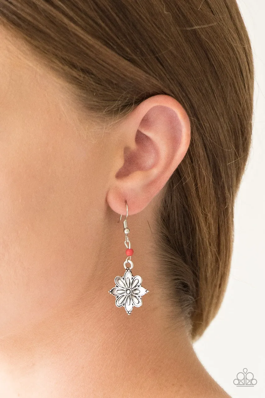 Cactus Flower Red Paparazzi Earrings