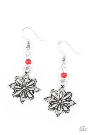 Cactus Flower Red Paparazzi Earrings