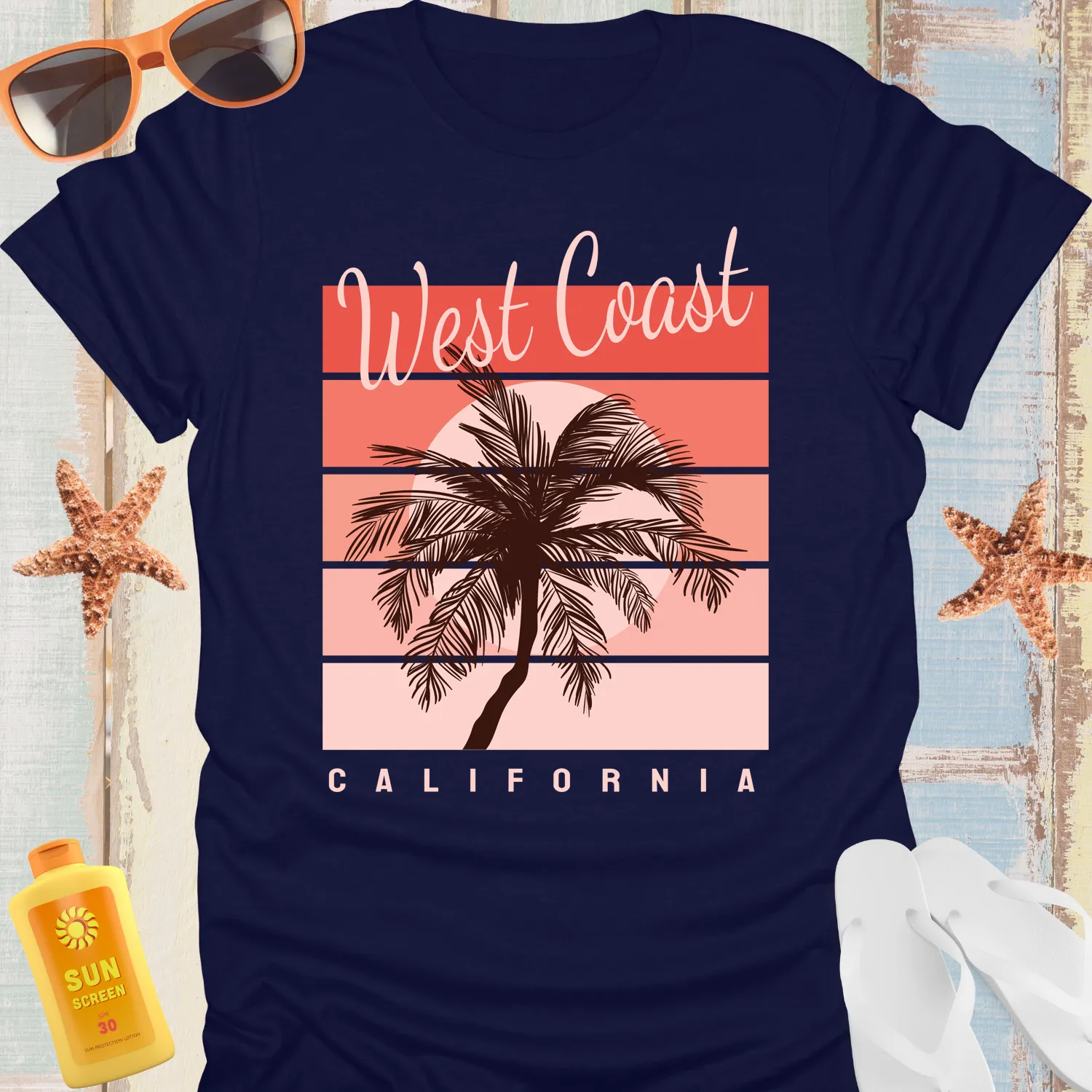 California Dream Sunset Palm Tree Retro T-Shirt