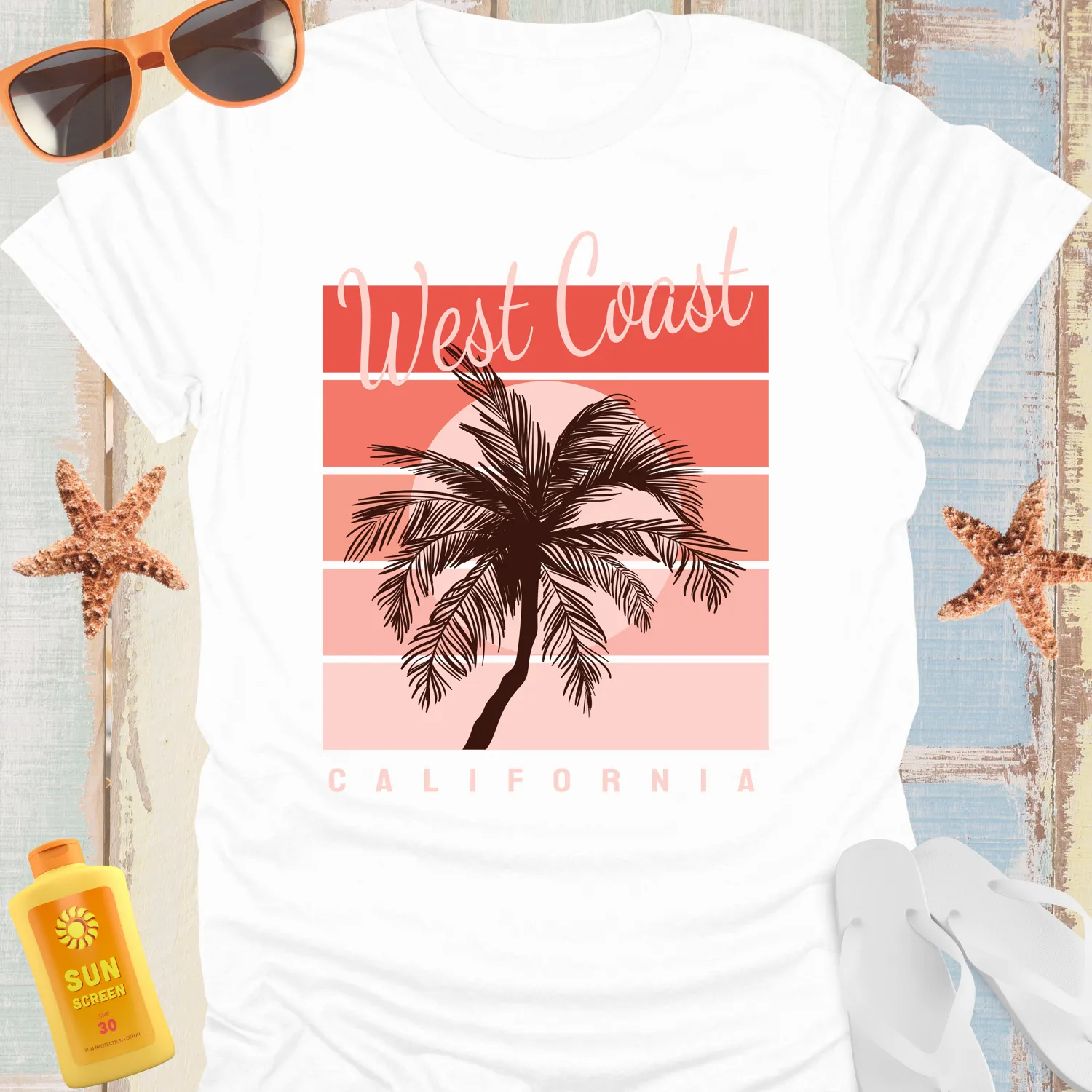 California Dream Sunset Palm Tree Retro T-Shirt