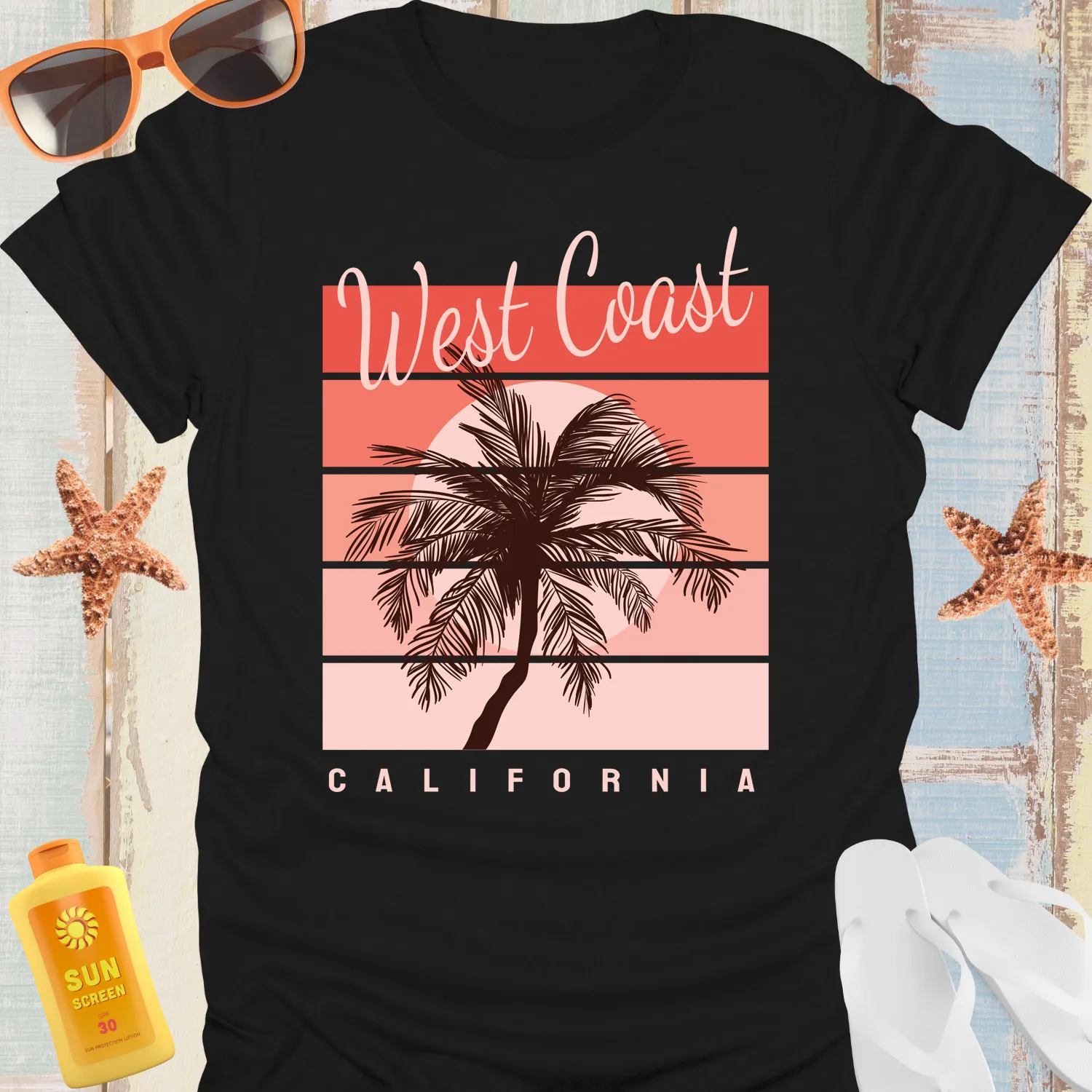 California Dream Sunset Palm Tree Retro T-Shirt