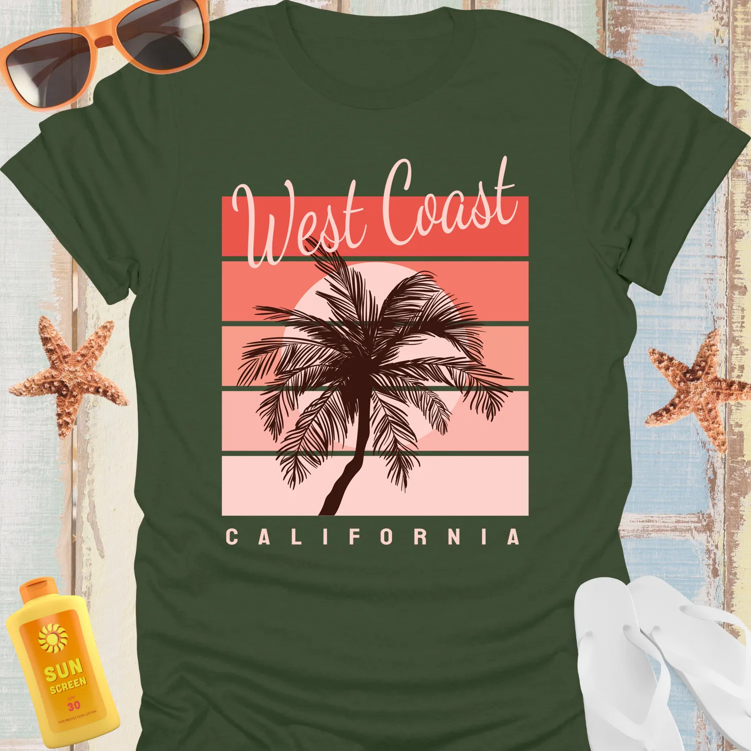 California Dream Sunset Palm Tree Retro T-Shirt
