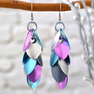 Cascading Leaves Long Earrings - Snow Fairy