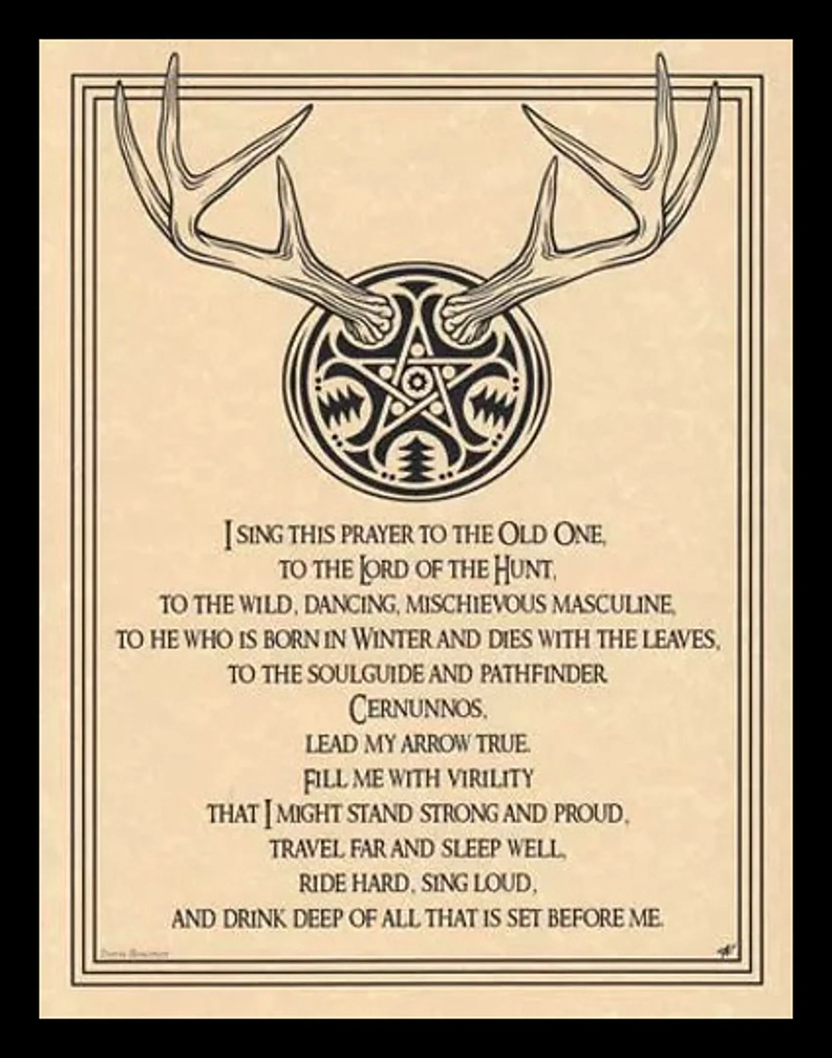 Celtic Pagan Horned God Cernunnos Prayer - Wicca Art - Altar Display - Book of Shadows Pages Education Enthusiasts Digital Download DIY Gift