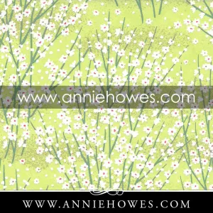 Chiyogami Paper - Dainty White Flowers on Green 4" x 6" sheet. (024)