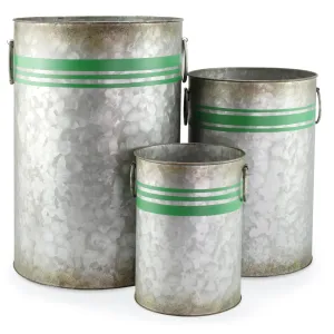 Christmas Galvanized Greenery Buckets (Set of 3)