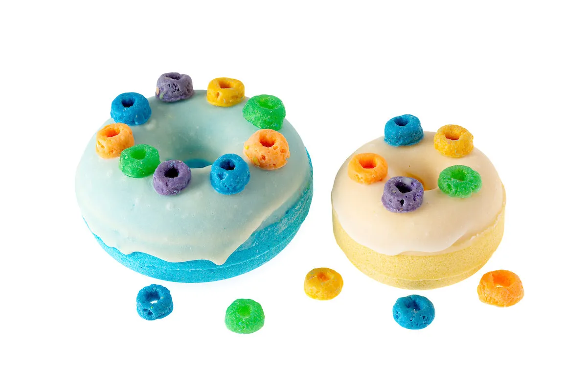 Colorful Fruit Loops Donut Bath Bomb Foaming Bath Soak