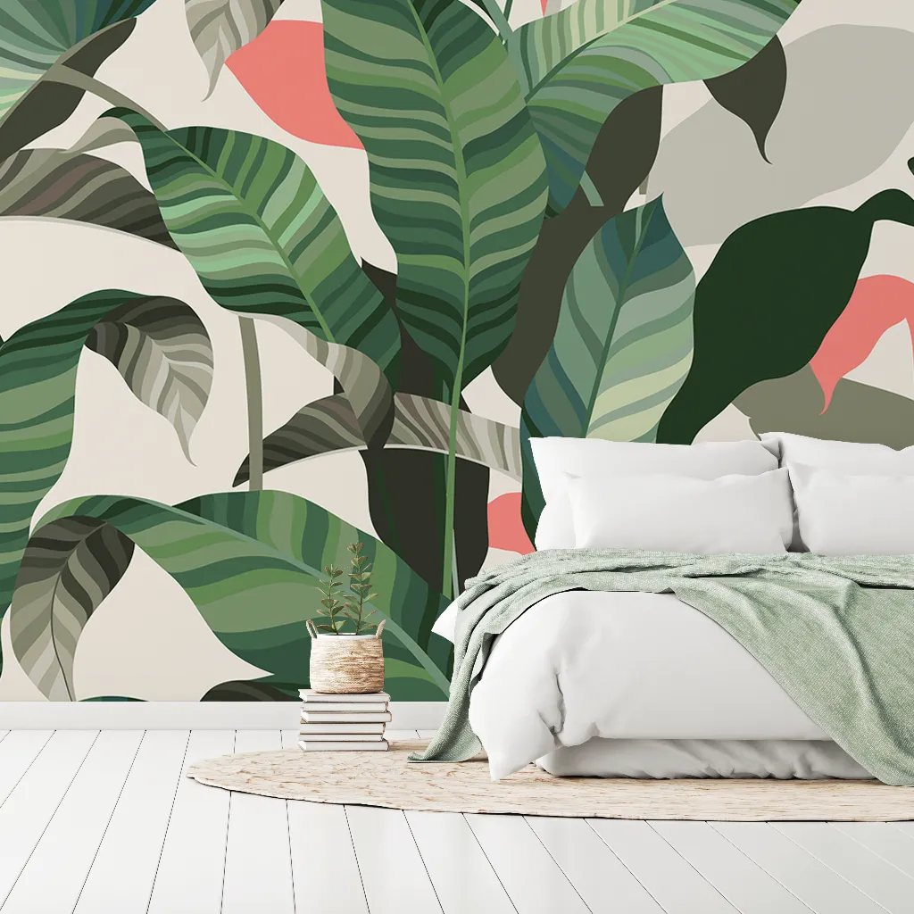Colorful Tropical Leaves Wallpaper Mural