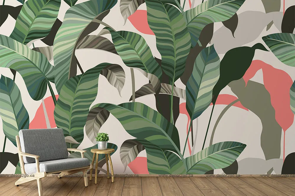 Colorful Tropical Leaves Wallpaper Mural