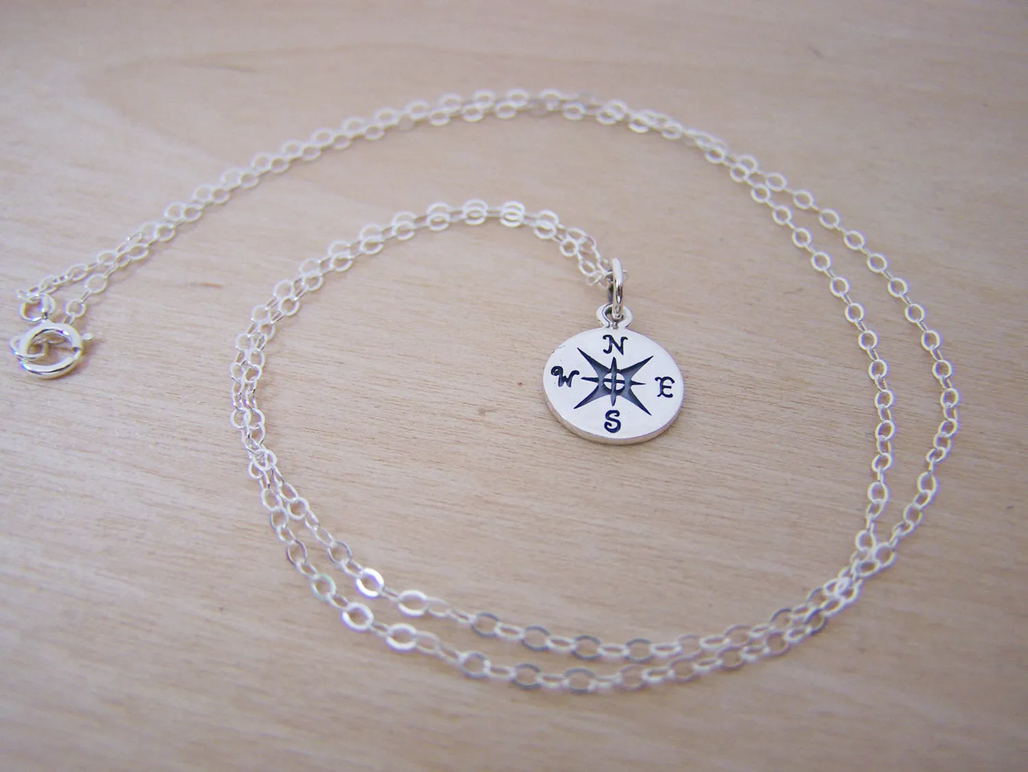 Compass Tiny Sterling Silver Necklace