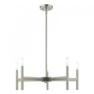 COPENHAGEN 5 LIGHT CHANDELIER, BRUSHED NICKEL