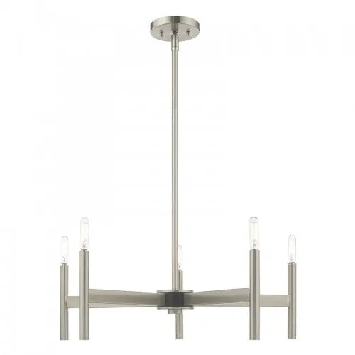 COPENHAGEN 5 LIGHT CHANDELIER, BRUSHED NICKEL