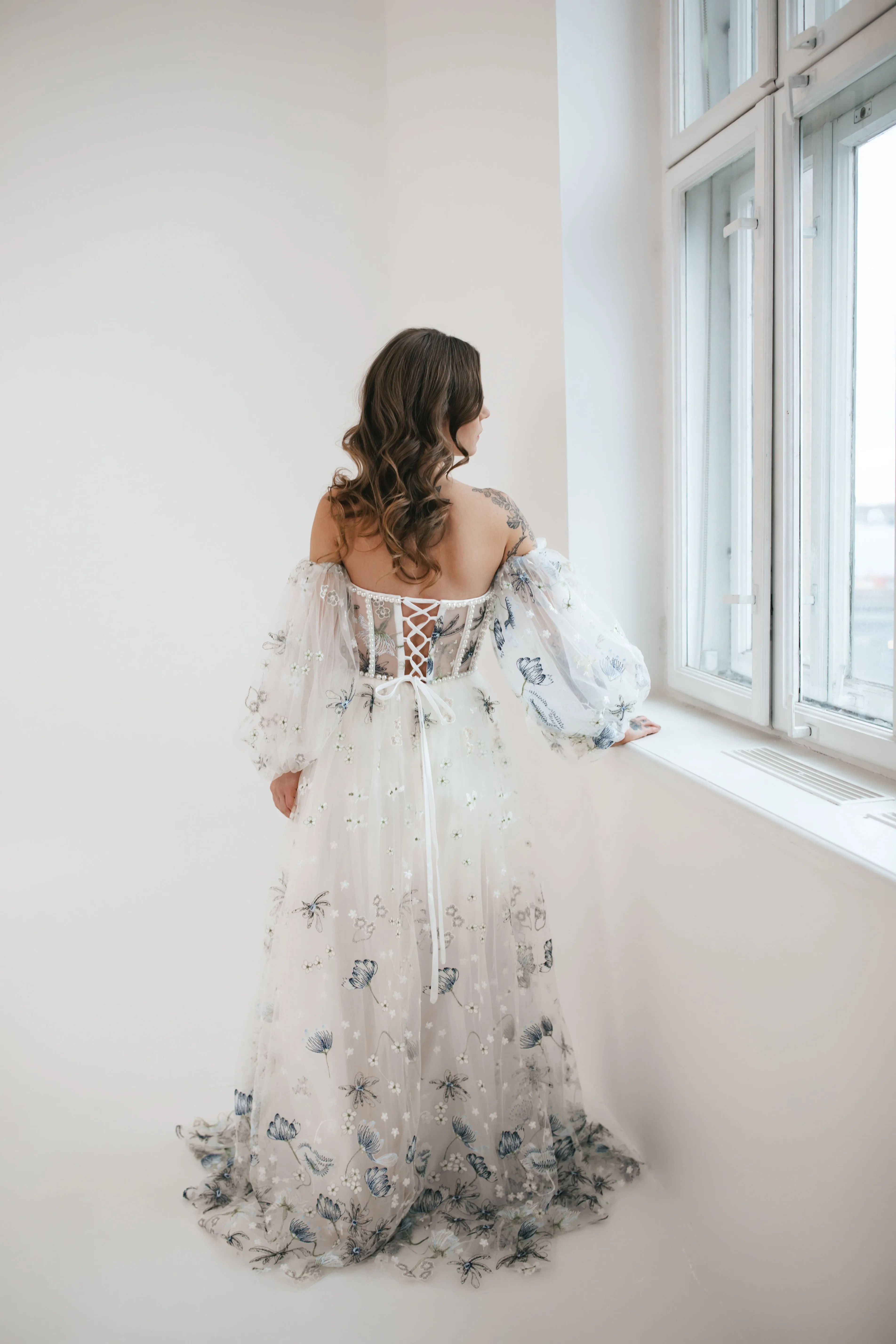 Cornflower Gown With Pearls
