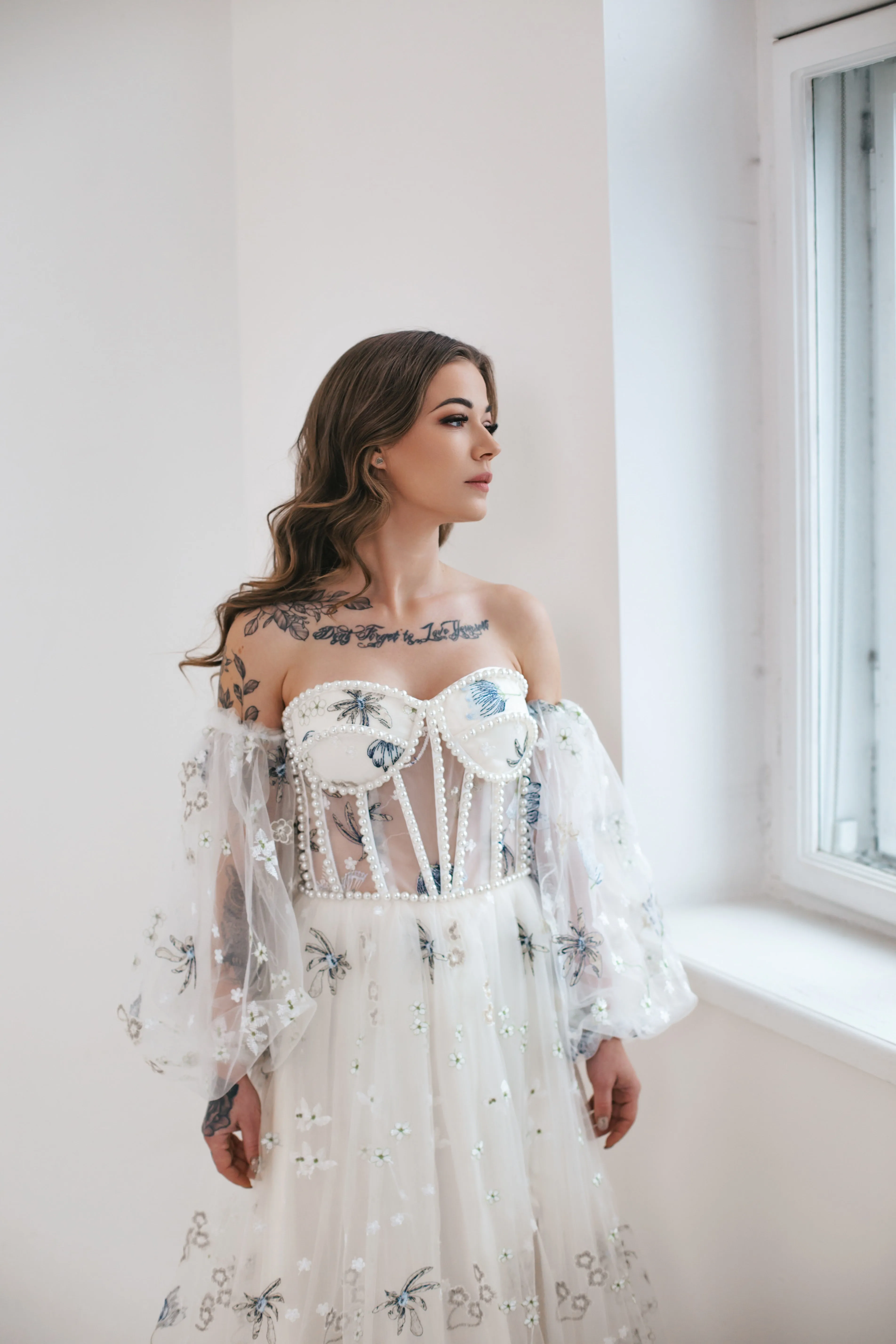 Cornflower Gown With Pearls