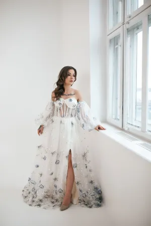 Cornflower Gown With Pearls