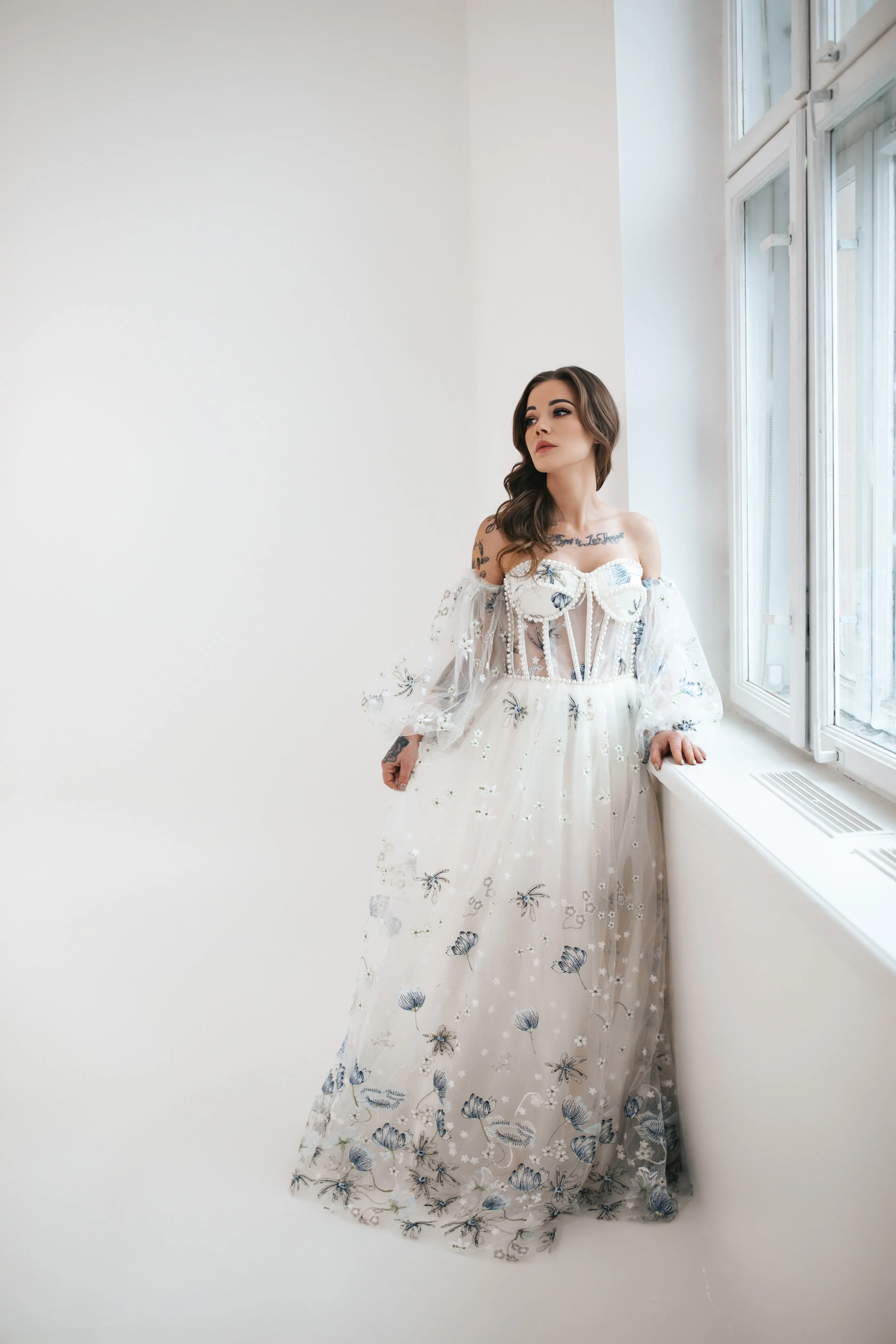 Cornflower Gown With Pearls