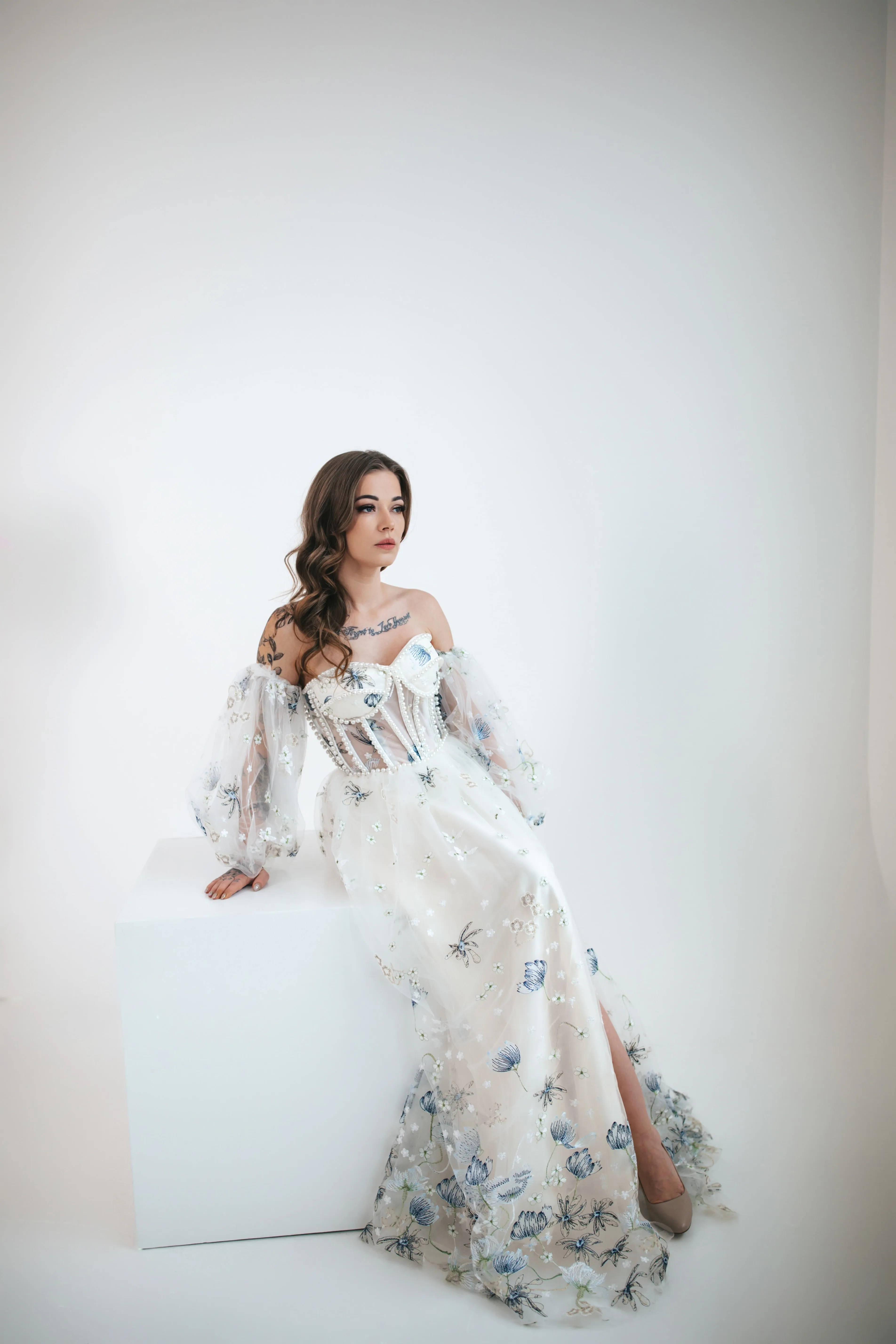 Cornflower Gown With Pearls