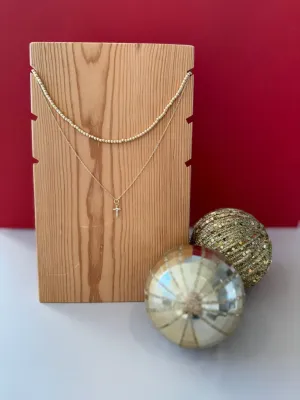 Cross Charm Two Layer Necklace