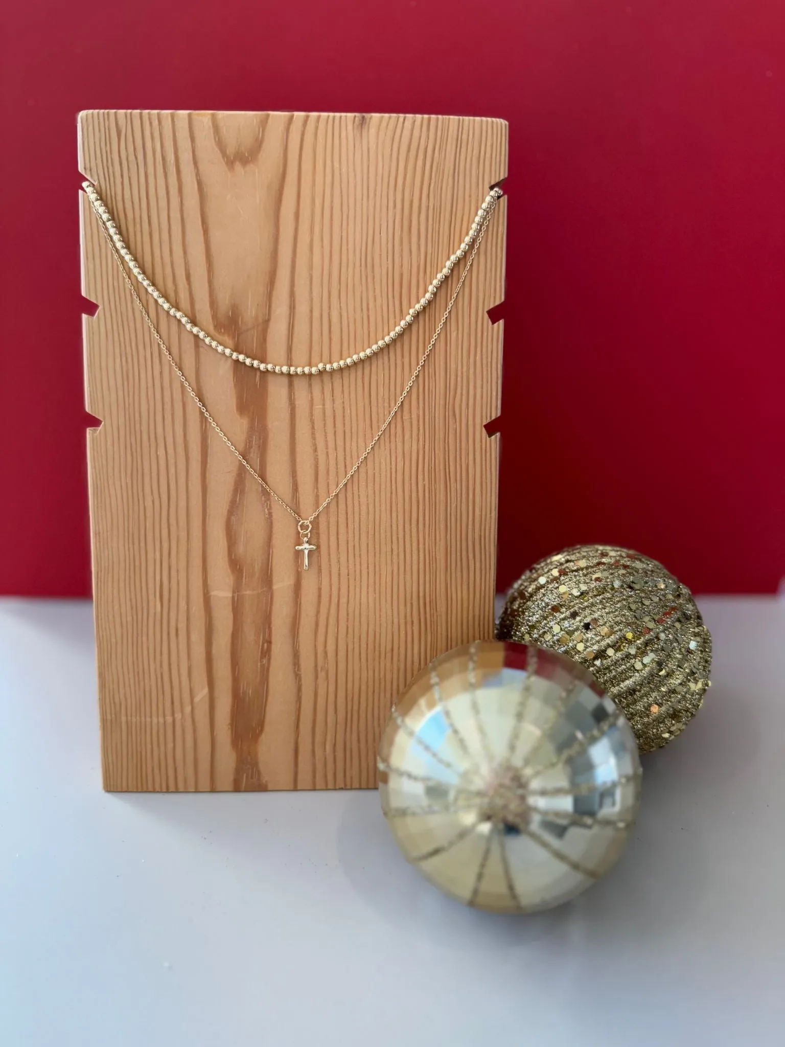 Cross Charm Two Layer Necklace