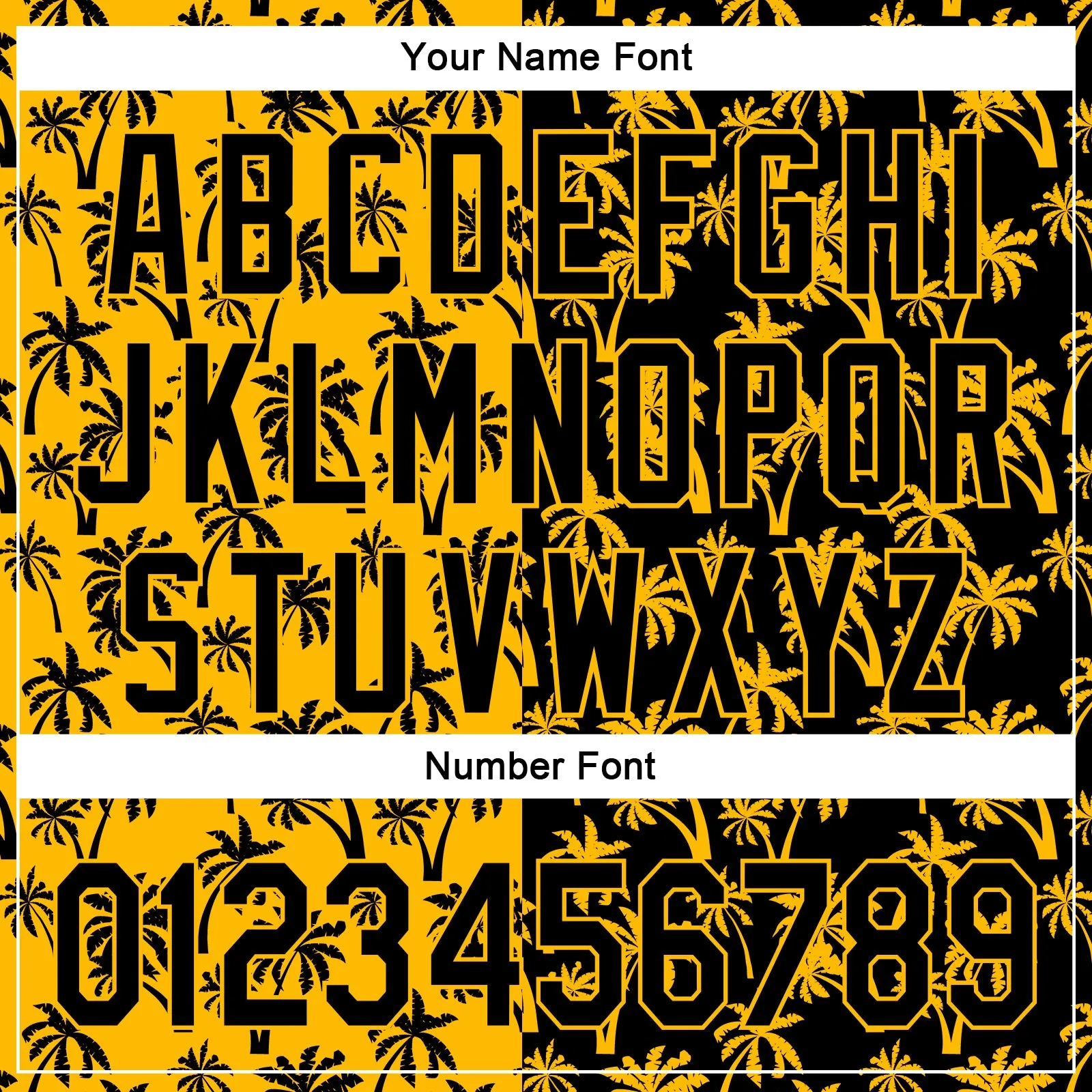 Custom Gold Black 3D Pattern Design Tropical Hawaii Palm Trees Authentic Baseball Jersey